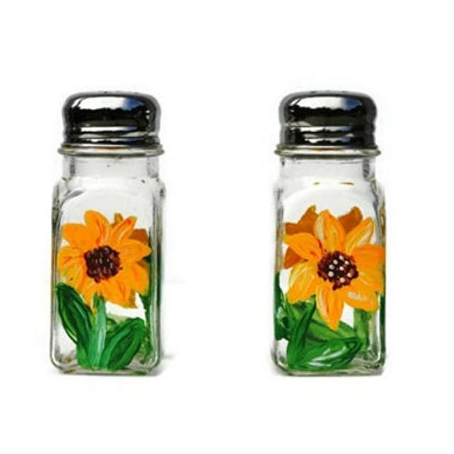 Sunflower Salt and Pepper Hand Painted Shakers Set
