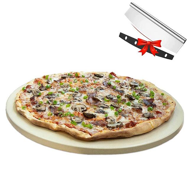 Time Forest Pizza Stone for Oven and Grill,Free Rocker Cutter,Durable and Safe Baking Stone for Grill, Thermal Shock Resistant Cooking Stone-12 Inch