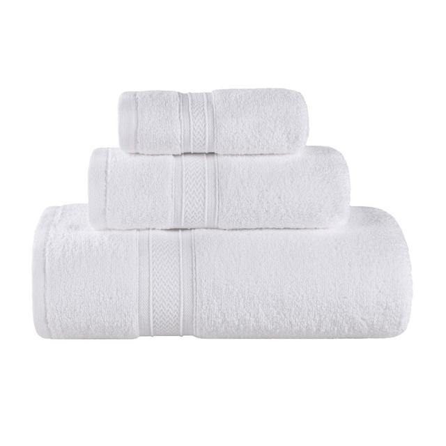 Chevron Zero Twist Cotton Solid 3 Piece Bathroom Towel Set, White - Blue Nile Mills