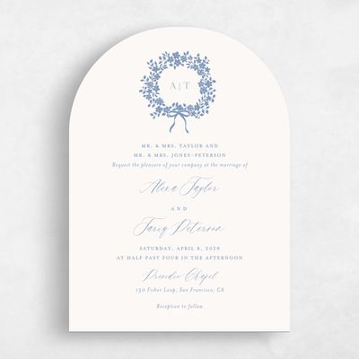 Blue Arch Wedding Invitation - Tiglio Portrait