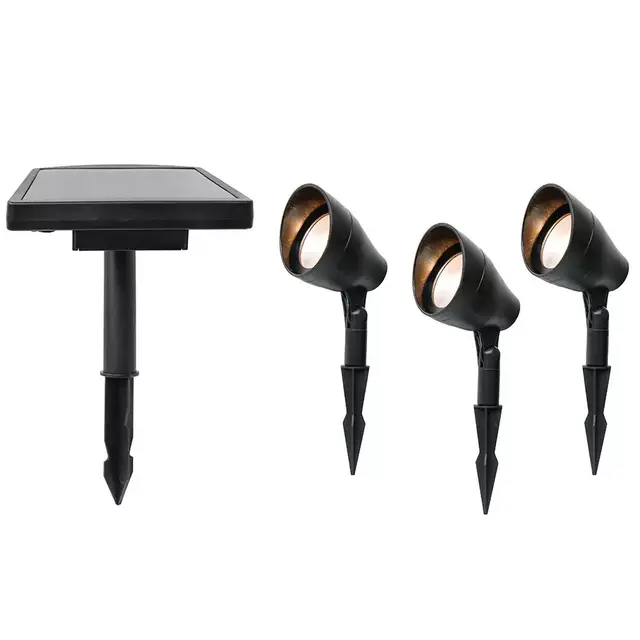 Solar Black LED Spotlight with Remote Panel (3-Pack)