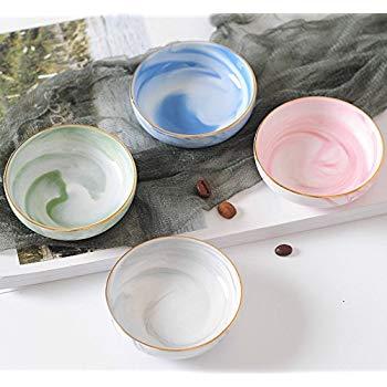 Astra Gourmet Set of 4 Ceramic Marble Pattern Soy Sauce Dipping Bowls/Appetizer Plates/Serving Dishes/Condiment Dish, 3.1-Inch(Assorted Color)