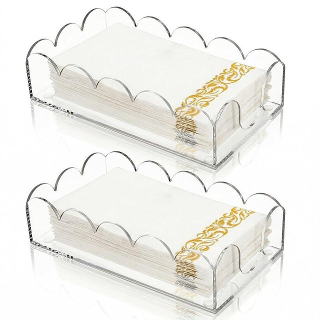 ZEAYEA 2 Pack Acrylic Napkin Holders, Clear Guest Towel Holders for Party, Wedding, Decorative Hand Towel Tray for Dining Room, Bathroom, Kitchen, Hotel, Restaurant