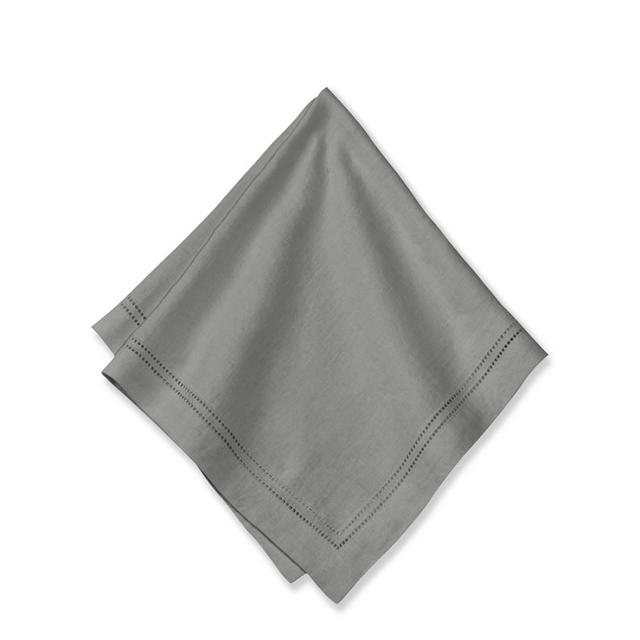 Linen Double Hemstitch Napkins, Set of 4, Charcoal