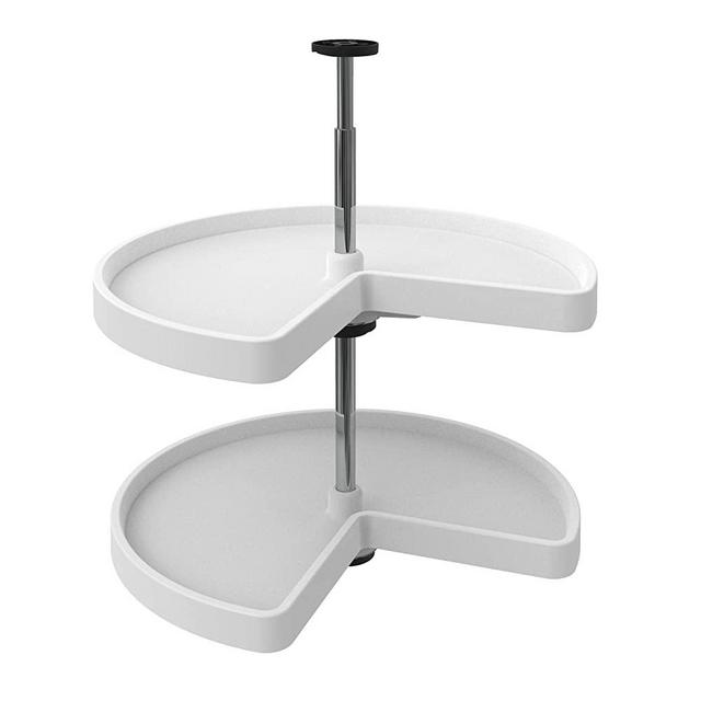 Rev-A-Shelf 3472-24-11-52 24 Inch White Polymer Kidney Shaped 2-Shelf Lazy Susan for Kitchen Corner Base Cabinets