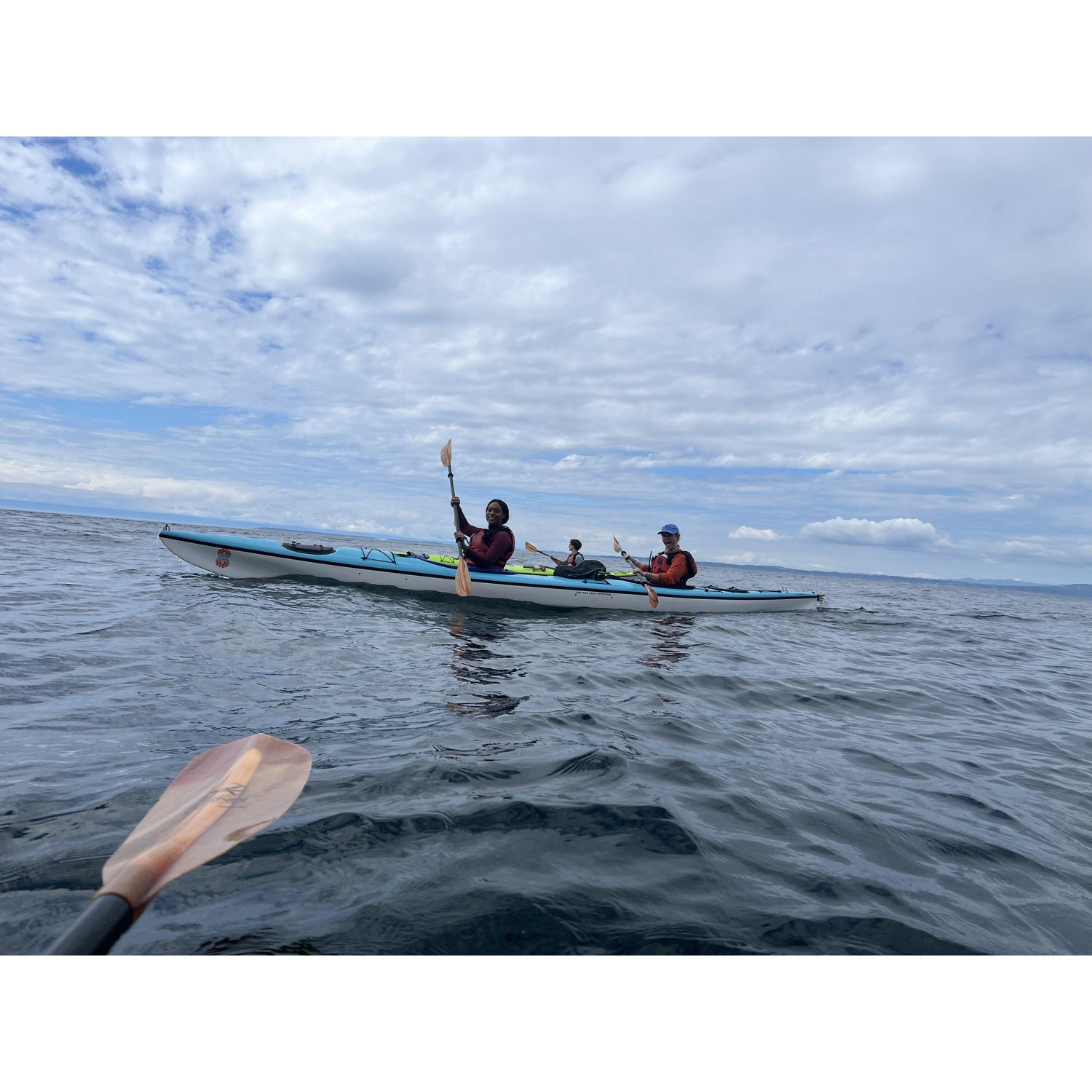 Kayaking with Aidan's mom and stepdad and friend Tim in the San Juan Islands