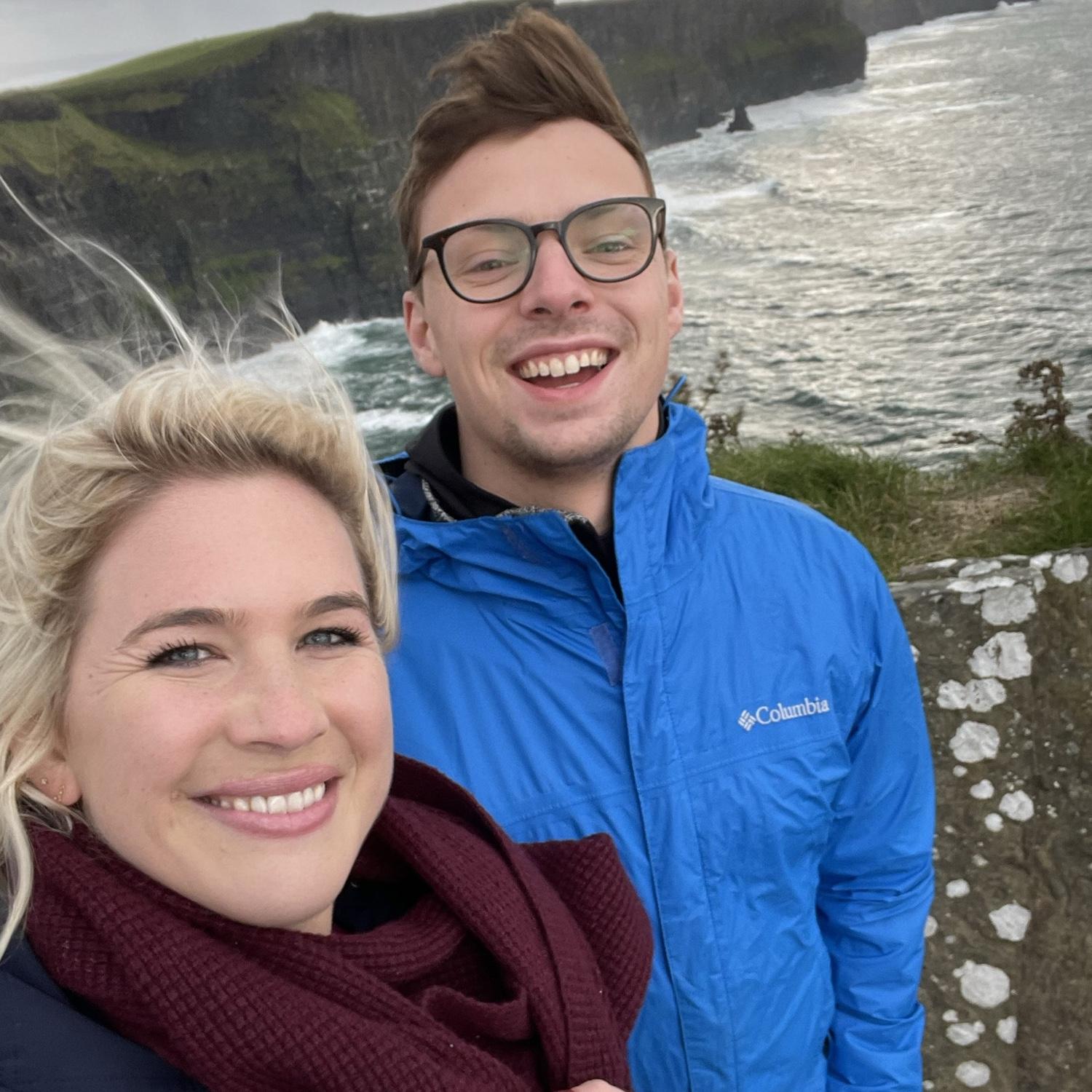 Our first time to the Cliffs of Mohr. It was just a tad windy if you couldn't tell.