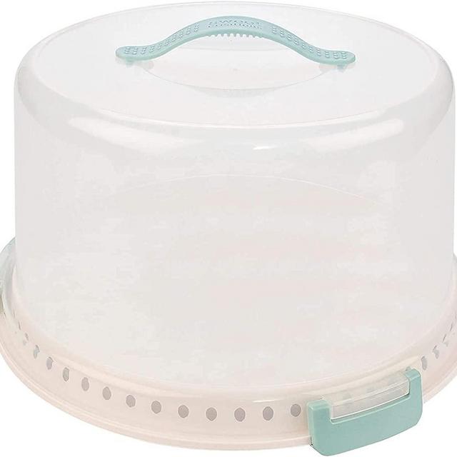 Sweet Creations, locking cake carrier with server, up to 10 inch, 3-layer cake, light blue and cream