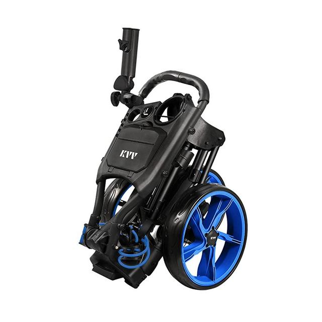 KVV 3 Wheel Golf Push Cart Ultra Lightweight Smallest Folding Size, New-Version Scorecard Holder