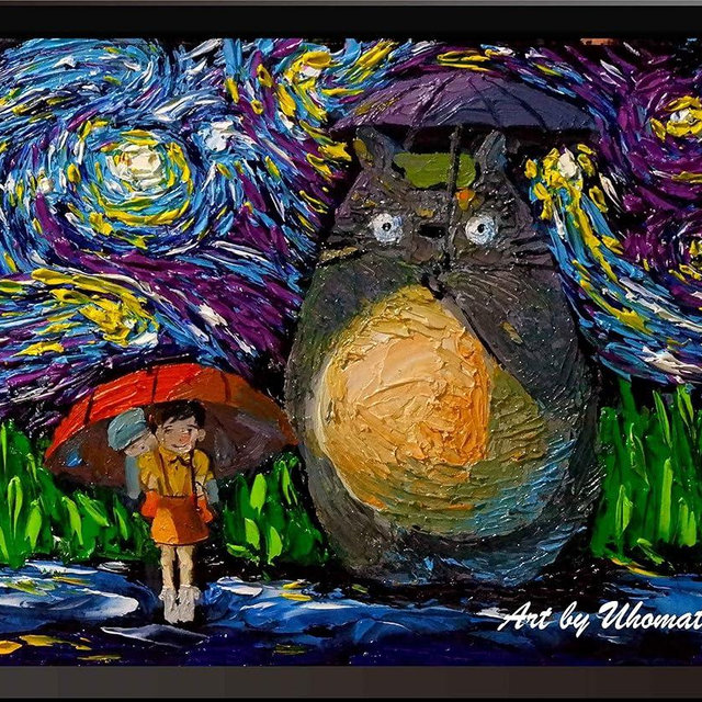 Uhomate Cartoon Inspired Wall Decor Vincent Van Gogh Starry Night Posters Home Canvas Wall Art Nursery Decor Living Room Wall Decor A045 (8X10)