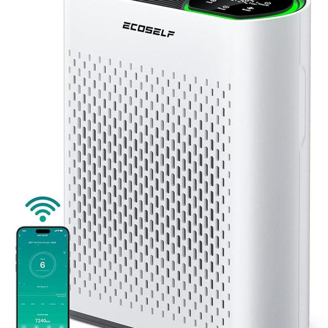 Powerful Air Purifiers for Home Large Room Up to 2400 Ft² with Smart WiFi Air Quality Monitor Sleep Mode, Air Purifier for Bedroom Office Living Room HAP602WF