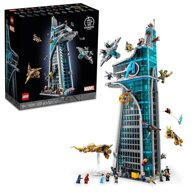 LEGO Marvel Avengers Tower Building Kit, Detailed Recreation of The Iconic HQ Featuring Classic Movie Scenes, 31 Figures and Authentic Accessories, Gift for Marvel Fans and Model-Makers, 76269