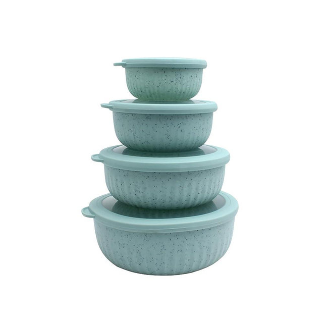 COOK WITH COLOR Prep Bowls - 8 Piece Nesting Plastic Meal Prep Bowl Set with Lids - Small Bowls Food Containers in Multiple Sizes (Speckled Mint)…