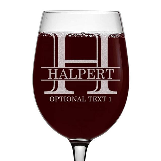 Personalized Etched Monogram 16oz Stemmed Wine Glass, Halpert