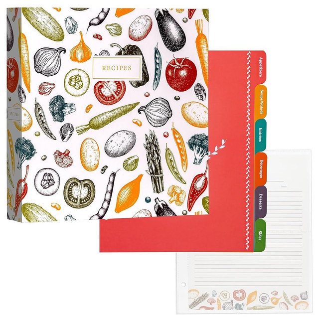 Jot & Mark 3 Ring Recipe Binder 8.5" x 11" | Full-Page with Clear Protective Sleeves and Color Printing Paper for Family Recipes (8.5"x11" Recipe Binder, Autumn Harvest)