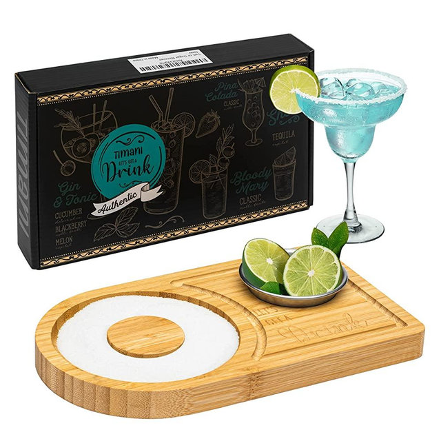 Margarita Salt Rimmer, Bamboo Wood Glass Rimmer, Bartender Tool for Cocktail and Margarita, Sugar and Salt Rimmer for Wide Glasses up to 4.7 Inches