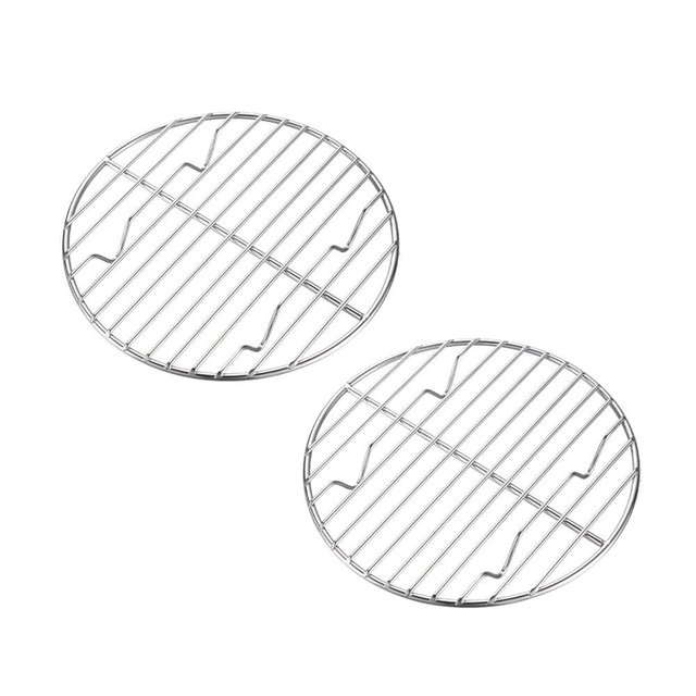 CAMPINGMOON 2pcs Round round cooling rack 304 Stainless Steel Cooking Grid Grill (φ6.7 inches, W17-2P)