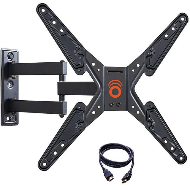 ECHOGEAR Full Motion Articulating TV Wall Mount Bracket for 26-55 Inch TVs - Features 20 Inches of Extension, 15 Degrees of Tilt, and 180 Degrees of Swivel for Flat Screen TVs - EGMF1-BK