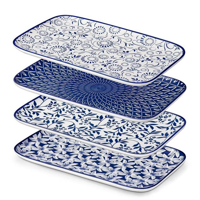 vancasso Porcelain Serving Trays for Party, Serving Platters Set of 4,Serving Dishes for Entertaining, Ceramic Party Trays and Platters for Serving Food, 12" Inch, Series SELENE