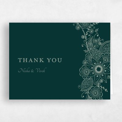 Dark Emerald, Green Wedding Thank You - Sambac Landscape