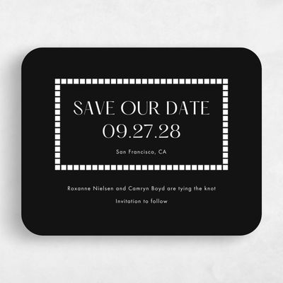 Black Rounded Wedding Save the Date - Redwood Landscape