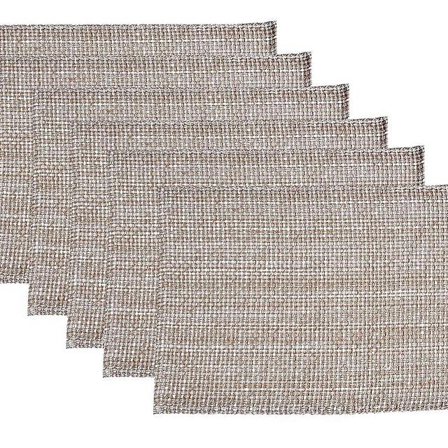 Urban Villa, 100% Cotton Two Tone Place Mats,14''x 20'' Over Sized, Set of 6 Taupe//White Every Day Use, Heavier Quality