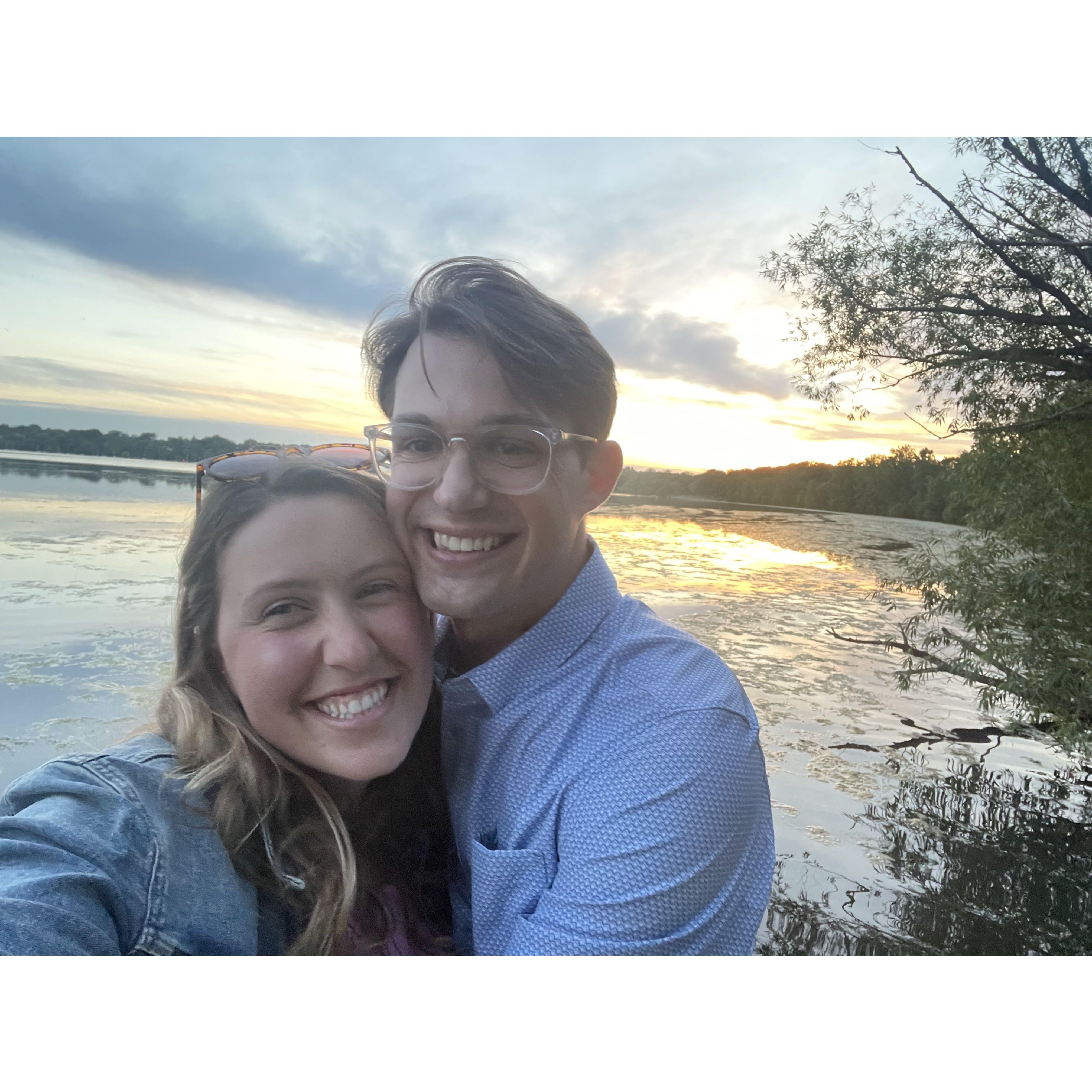 Nearly every day we go for a walk together around one of the urban lakes. This photo was taken at Lake Harriet which was also the location of our first date!