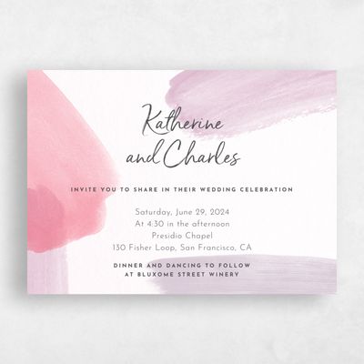 Pink Wedding Invitation - Riverside Landscape