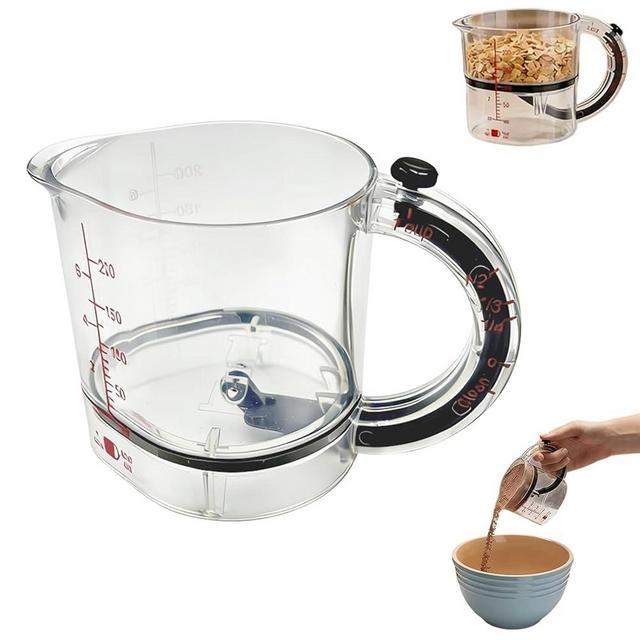 4-in-1 Adjustable Measuring Cup - Multi-Functional Up Cup Measuring Cup, with Adjustable Base & Scraper-Style Seal Base, Easy to Clean for Baking and Cooking & Ingredients