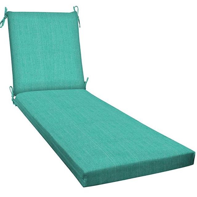 Honeycomb Indoor / Outdoor Textured Solid Surf Aqua Chaise Lounge Cushion: Recycled Polyester Fill, Weather and Stain Resistant Patio Cushions: 22.5" W x 70" L x 3.5" T