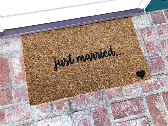 Just Married Doormat, Custom Wedding Gift, Wedding Gift Ideas, Newlywed Gift, Custom Doormat, Personalized Doormat, Rugs, Shop Josie B,