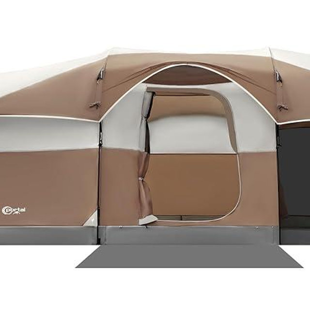 PORTAL 8 Person Family Camping Tent with Screen Room, Water Resistant Big Tunnel Tent with Rainfly, Large Family Tent for Outdoor Camping, Party