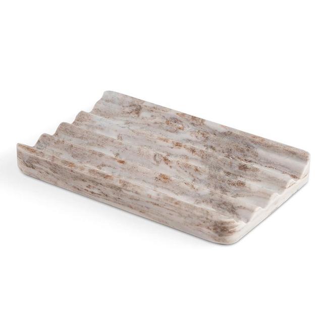 Karibiber Marble Soap Holder, Soap Dish for Shower, Bathroom, Kitchen, Multi-Function Soap Saver, Soap Saver with Water Ripple Design, Soap Tray for Bar Soap(Palissandro Classico)