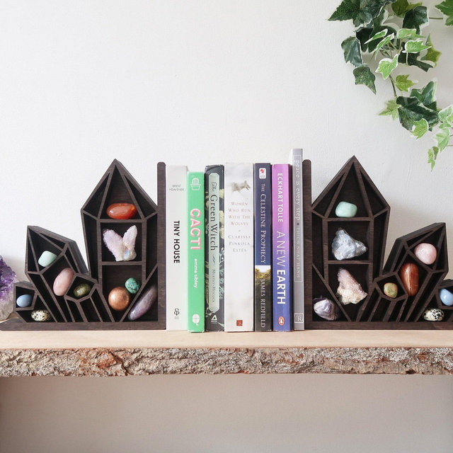 Coppermoon Crystal Cluster Bookends-Book Lover Gift, Book Shelf, Book Holder, Book Stand, Book Nook, Goth Decor, Witchy Gifts, Crystal Shelf
