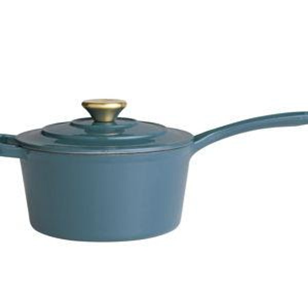 Blue Enameled Cast Iron Saucepan 2 Quart
