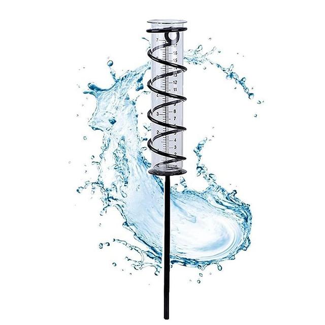 7 inch Glass Spiral Rain Gauge,Rain Gauge Outdoor,Big Capacity Metal Frame Rain Gauge,Calibration Clear Easy to Read,Detachable Rain Gauge with Stake,Decorative for Yard, Deck, Lawn, Landscape