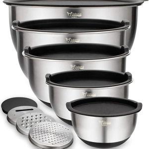 Mixing Bowls with Airtight Lids Set, 5PCS Stainless Steel