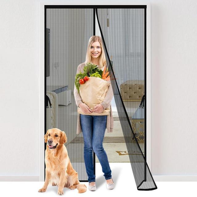 Magnetic Screen Door - Fit for Door Size:36 x 82 Inch, Screen Itself Size:38"x83", Hands Free Mesh Partition,Heavy Duty Screen Door Mesh Curtain Keeps Bugs Out, Frame Hook & Loop, Pet and Kid Friendly