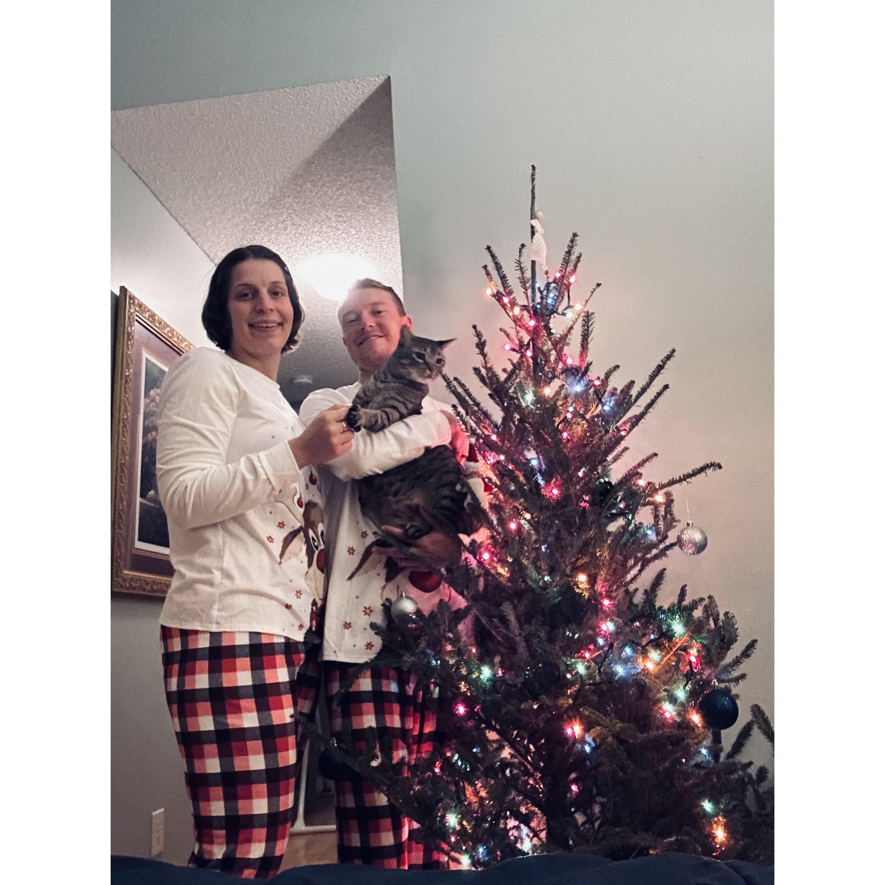 Our first Christmas Pajamas, thanks to Doris.
