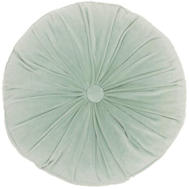 16" Round Ruched Velvet Throw Pillow Green - Mina Victory