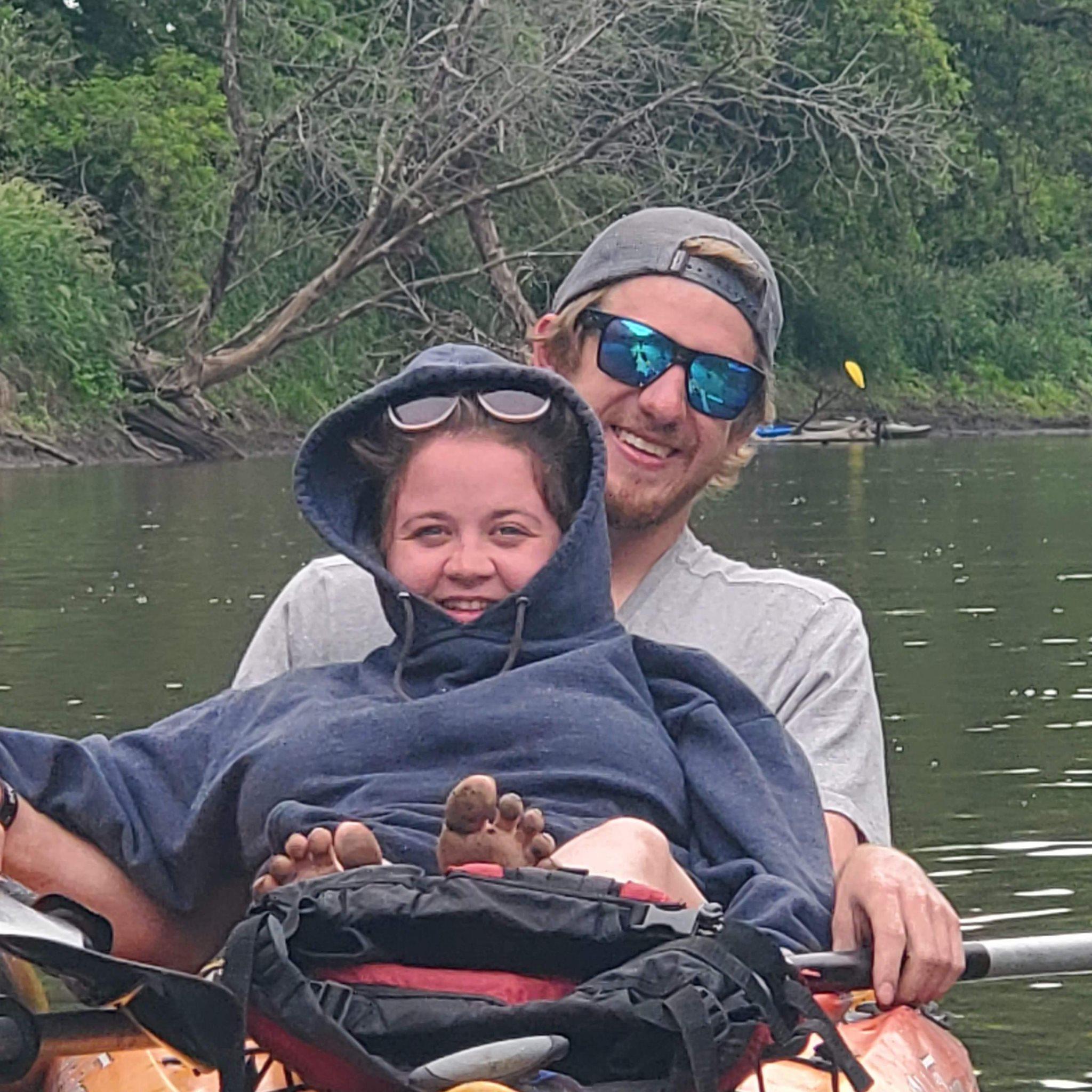 We enjoy kayaking. Angel has great balancing techniques Zach doubts them. But photo proof she can go from her kayak and join Zach in his for a bit!
