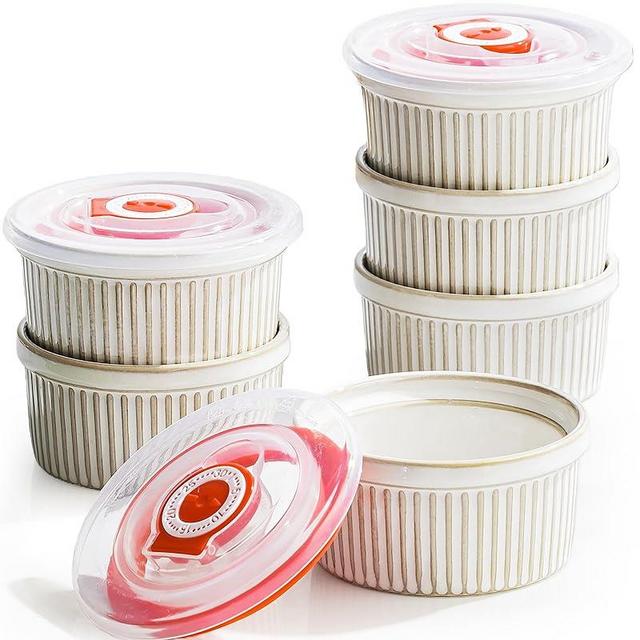 Getstar Creme Brulee Ramekins, 4oz Small Ceramic Baking Dish Set of 6, Oven Safe, Dishwasher Safe