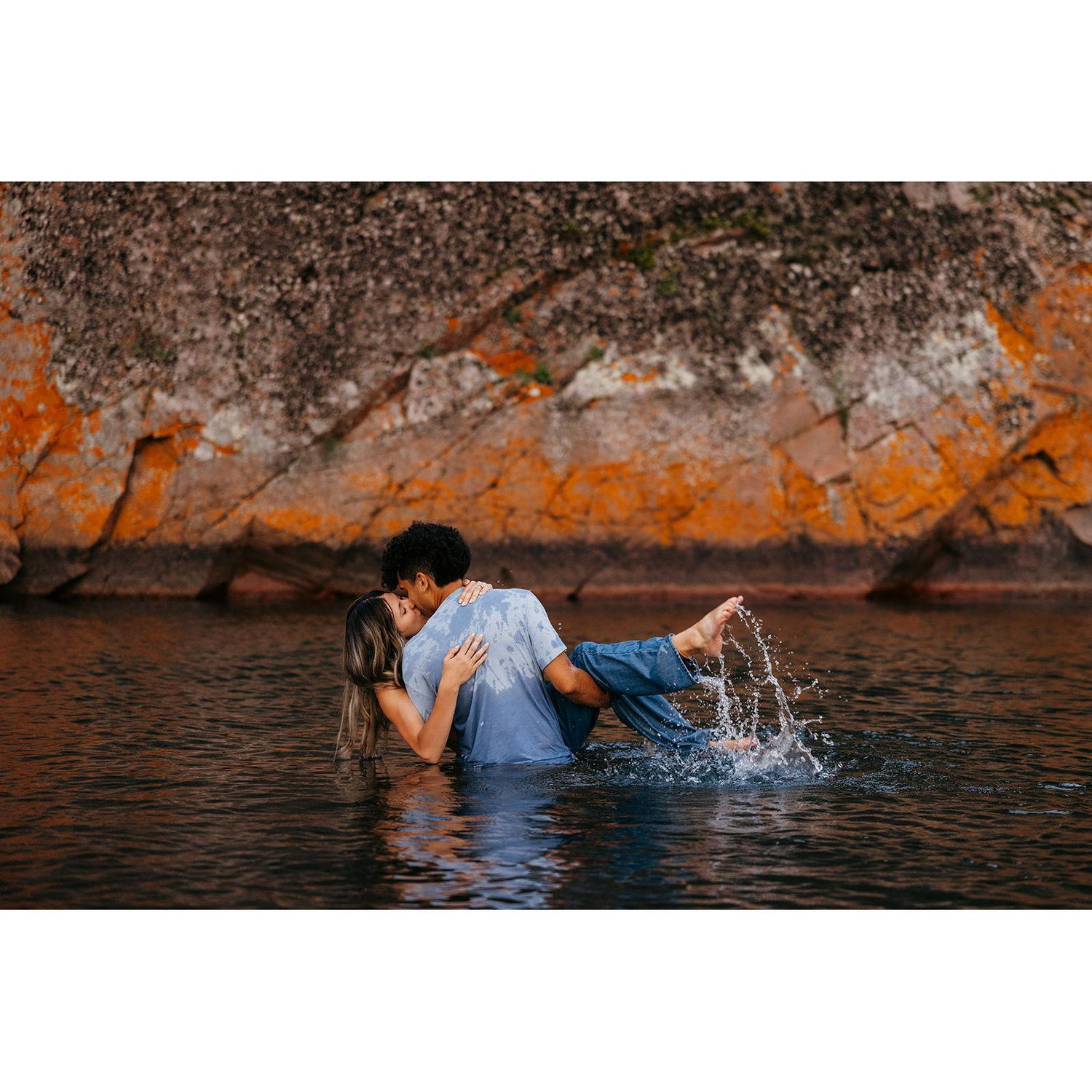 Engagement photo session at Black Beach, Silver Bay...