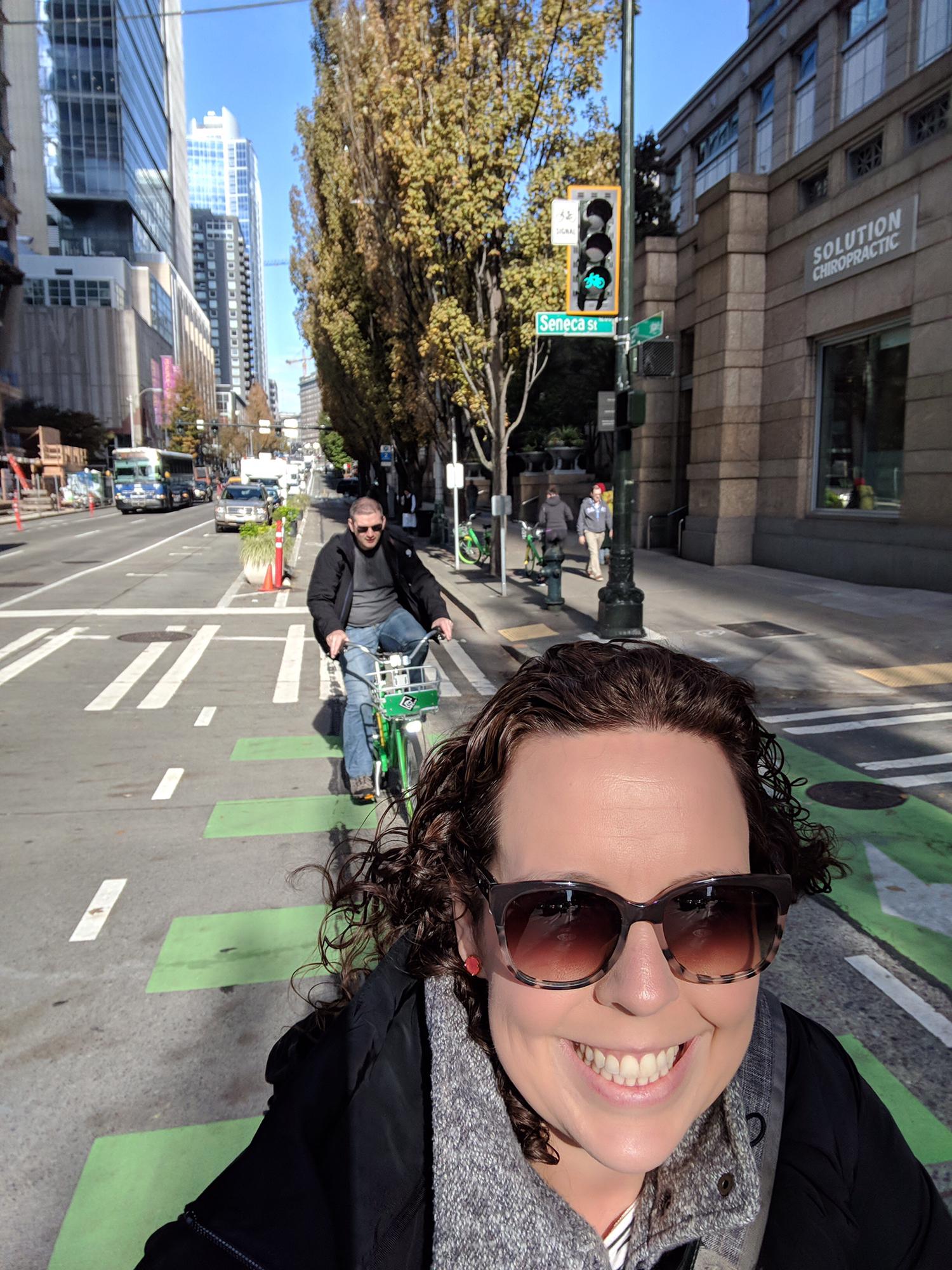 Biking to breakfast in Seattle! Highly recommend Biscuit Bitch, if you're in the area.