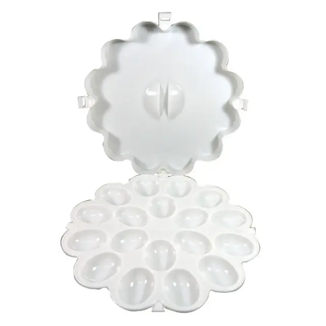 Kitchen Basics Devilled Egg Carrier with Lid Hold 10.5" - White, Made from Melamine, Perfect for picnics, kitchen and more