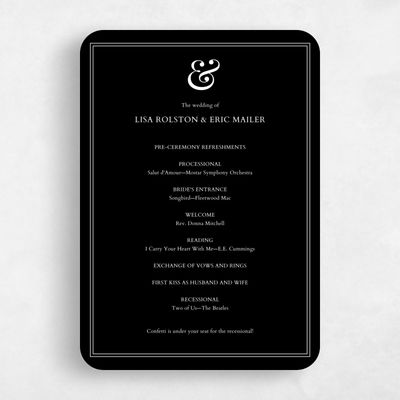 Black Rounded Wedding Program - Verona