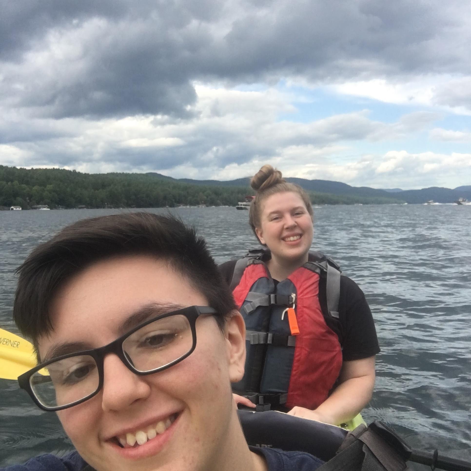 Our first (and only) vacation! Kayaking in Lake George.