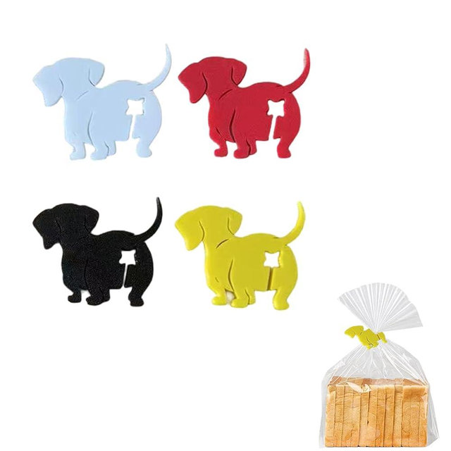 Cat Dog Butt Bread Clip - 4 Pack Reusable Food Bag Clips, Keep Your Food Fresh with Adorable Pet-Themed Design (Dog)