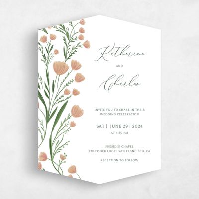 Pink Diamond Wedding Invitation - Pemberton Portrait