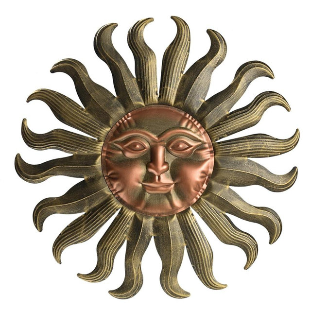 VZVXCC 28" Sun Metal Wall Art Outdoor Decor - 3D Sun Face Metal Wall Sculpture - Hanging Decoration Gift Ideal for Home Accent, Bedroom, Garden, Patio, Farmhouse